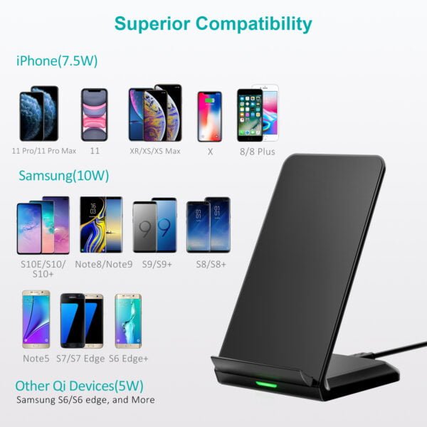 10W Fast Wireless Charging Stand Black/White - Image 2