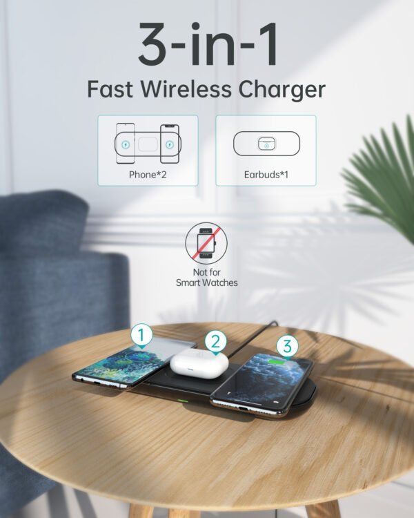 Competitive price CHOETECH Triple 3 in 1 Qi-Certified Fast Wireless Charger with Adapter for iPhone 12 - Image 8