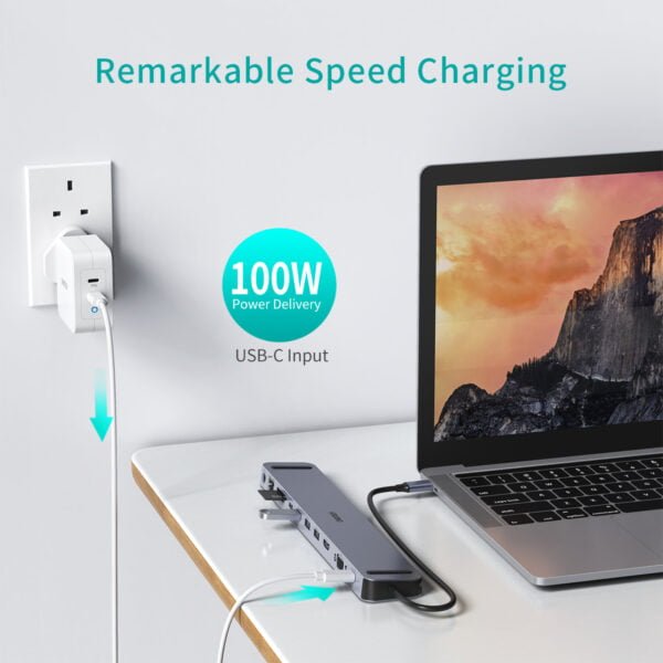 CHOETECH Best Price 11 in 1 USB Type C Hub Adapter with USB C PD 100W, 4K HDMI, VGA, 3 USB 3.0, 3.5mm Audio, RJ45 Ethernet, SD/TF card reader, USBC data - Image 4