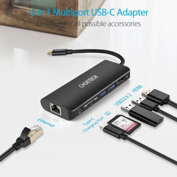 Distributor price discount 6 In 1 Multiport USB-C Adapter Hub - Image 9