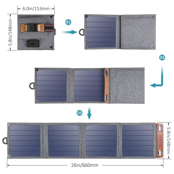 China Wholesale Price SC004 14W USB Foldable Solar Powered Charger - Image 2