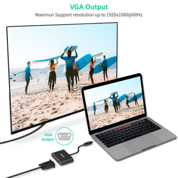 Wholesale spcial price 2 in 1 HUB-M07 USB C to HDMI VGA Adapter Hub - Image 8