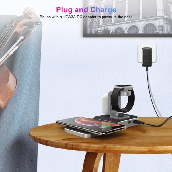 Distributor price 4 in 1 iPhone and Apple Watch Wireless Charging Dock (MFi Certified) - Image 7