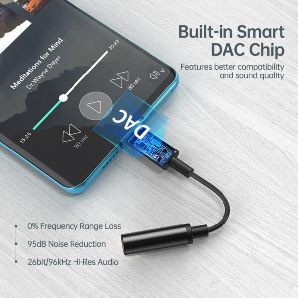 USB-C to 3.5mm Headphone Audio Jack Adapter with Hi-Res DAC - Image 3