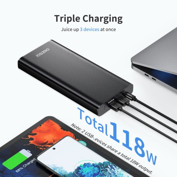 Good price Portable Charger 26800mAh 100W PD 3.0 USB-C Power Bank with a USB-C Port (Input 60W Output 100W) 2 QC 3.0 USB-A Ports (18W) - Image 4