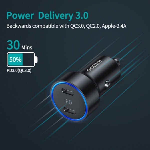 USB C Car Charger, 40W 2-Port All Metal Fast Car Charger for iPhone 12/12 Pro Max/12 Mini, Dual 20W Type C PD Car Charger - Image 2