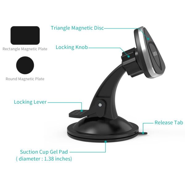 Car Phone Mount Magnetic Universal in Car Phone Holder Suction Cup Car Mount Wholesale Discount - Image 2