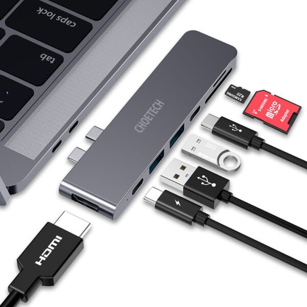 Factory supply 7-in-1 MacBook Pro USB C Hub with 4K HDMI, 2 USB 3.0, 100W USB C Power Delivery - Image 3