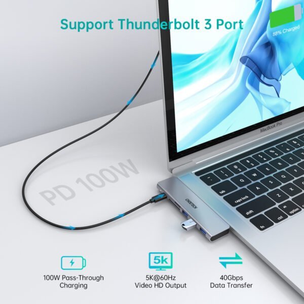 MacBook Pro USB Adapter, Thunderbolt 3 100W PD Port 7 in 1 MacBook Air Adapter - Image 4