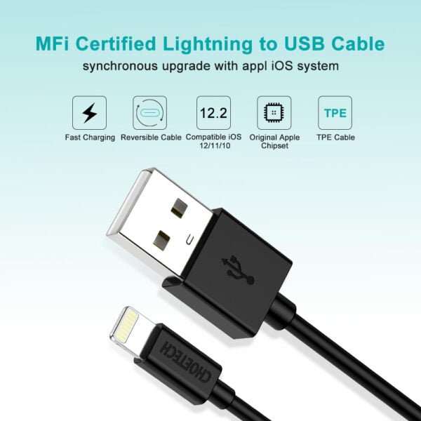 MFi Certified Lightning to USB Cable 2.4A Fast Charging Data Cable - Image 2