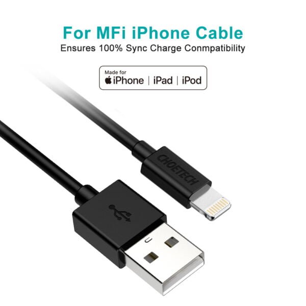 MFi Certified Lightning to USB Cable 2.4A Fast Charging Data Cable - Image 3