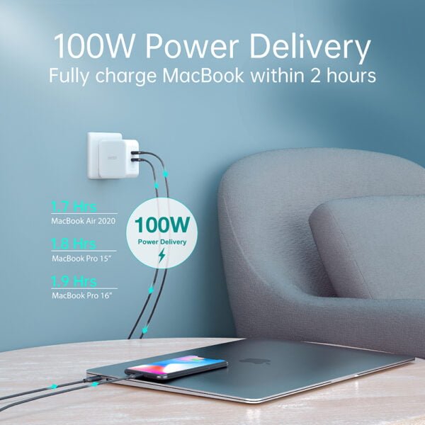 CHOETECH Distributor & Wholesale Price PD 100W GaN Dual USB Type C Charger - Image 10