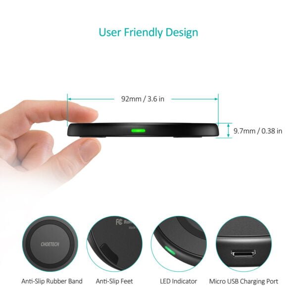 Round Wireless Charger, 10W Fast Wireless Charging Pad - Image 2