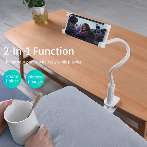 Wireless Charger Gooseneck Phone Holder,10W/7.5W Wireless Charging Stand Bed Gooseneck Mount Flexible Arm 360 Clip Bracket Clamp - Image 2