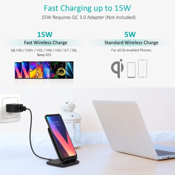 Factory supply 15W/10W/7.5W Wireless Charger, Fast Wireless Charging Stand - Image 2