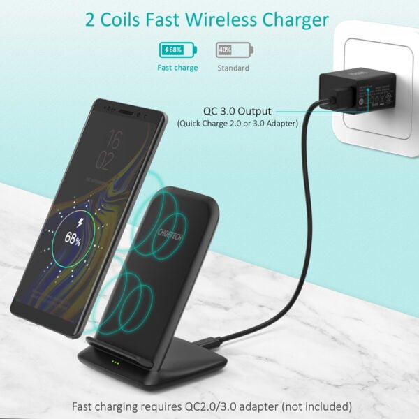 Factory supply 15W/10W/7.5W Wireless Charger, Fast Wireless Charging Stand - Image 3