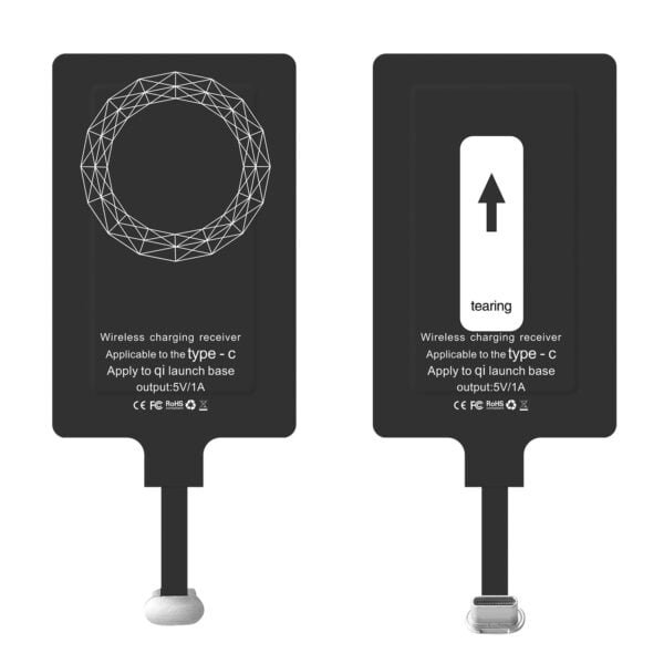 Type C Wireless Charging Receiver, QI Receiver Type C for Google Pixel 2XL-XL-LG V20- LG G5- Motorola G6- G6 Plus- HTC 10-Galaxy