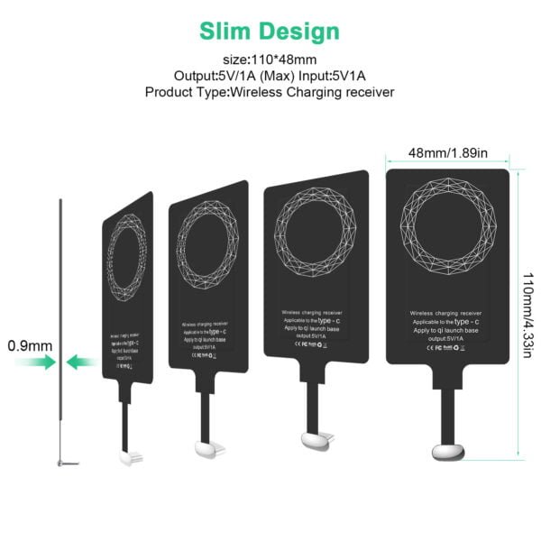 Type C Wireless Charging Receiver, QI Receiver Type C for Google Pixel 2XL-XL-LG V20- LG G5- Motorola G6- G6 Plus- HTC 10-Galaxy - Image 3