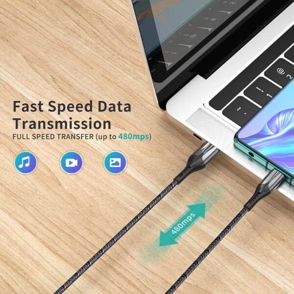 USB Type C Cable for HUAWEI, 5A SuperCharge Fast Charging Nylon Braided Cable Wholesale Price - Image 3