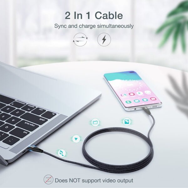 USB-C to USB-C Cable, 60W USB Type C Braided Fast Charging Cable (20V 3A 4ft) - Image 8