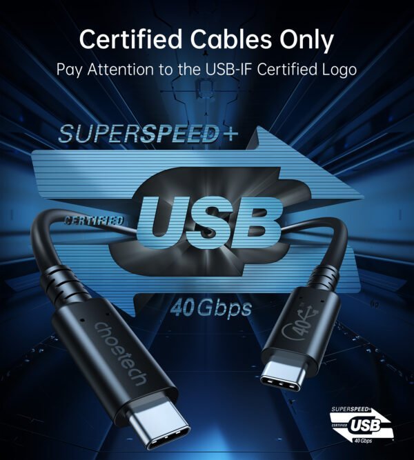 USB-C to USB-C Cable [USB-IF Certified] USB 4.0 Gen 3 Cable 2.6ft Supports 8K@60Hz 100W Power Delivery 40Gbps Date Transfer - Image 3