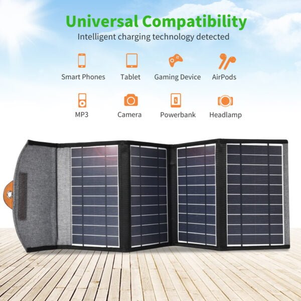 China Competitive price 22W Portable Waterproof Foldable Solar Charger with Dual USB Ports - Image 3