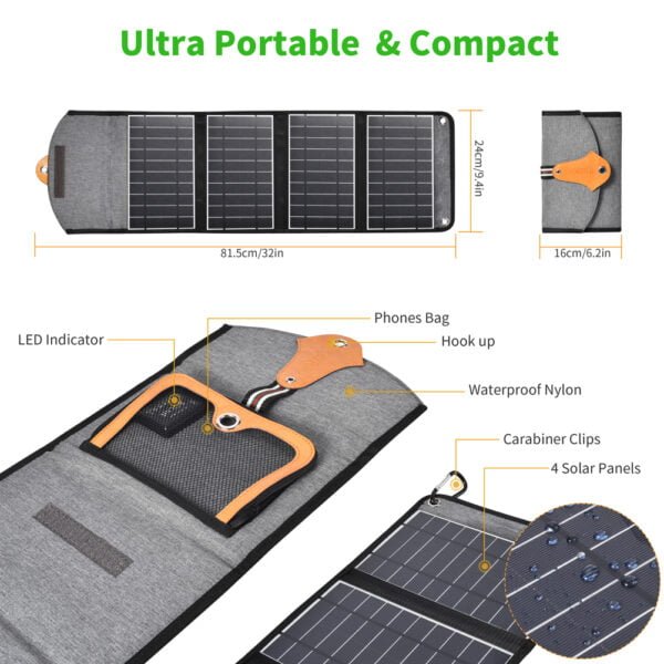 China Competitive price 22W Portable Waterproof Foldable Solar Charger with Dual USB Ports - Image 5