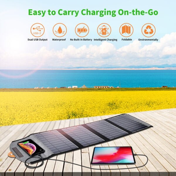 China Competitive price 22W Portable Waterproof Foldable Solar Charger with Dual USB Ports - Image 7