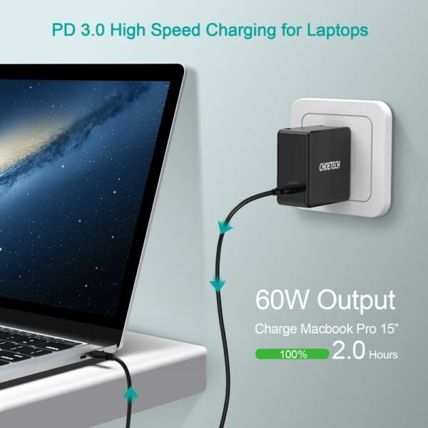 CHOETECH Distributor & Wholesale Price 60W PD 3.0 Type C Fast Charging Foldable Adapter USB C Charger - Image 11